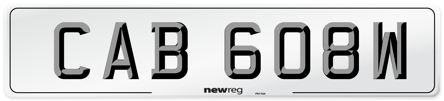 CAB 608W Number Plate from New Reg